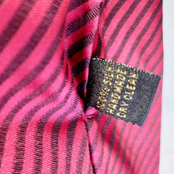 Lavin Men's Silk Necktie Tie Made In Italy Formal Red Striped Handsewn - Picture 7 of 10